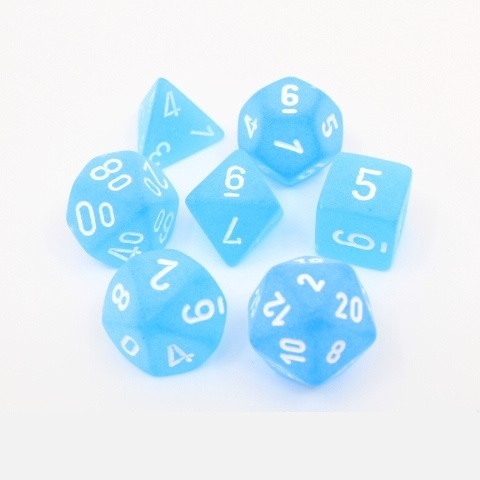 Frosted Caribbean Blue with White Dice Set - Rollespislterninger - Chessex